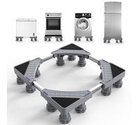 DEWEL Base de réfrigérateur,Rehausseur frigo réglable 12 pieds - Pied pour frigo et rehausseur frigo cuisine, capacité 500 kg (largeur 46-60 cm, hauteur 10-13 cm).