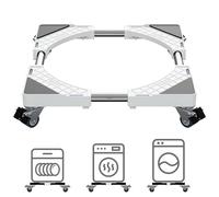 DEWEL Base de Réfrigérateur Support avec 4 roulettes Verrouillables Largeur Réglable 45-65cm, Charge 200 kg Support Électroménager pour Sèche-linge lave-vaisselle Réfrigérateur (Blanc)