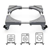 DEWEL Base de Réfrigérateur Support avec 4 roulettes Verrouillables Largeur Réglable 45-65cm, Charge 200 kg Support Électroménager pour Sèche-linge lave-vaisselle Réfrigérateur (Gris)