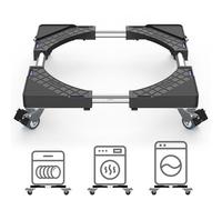 DEWEL Base de Réfrigérateur Support avec 4 roulettes Verrouillables Largeur Réglable 45-65cm, Charge 200 kg Support Électroménager pour Sèche-linge lave-vaisselle Réfrigérateur (Noir)