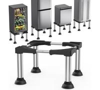 DEWEL Base de Réfrigérateur Support Frigo Hauteur 30-33cm 4 Pieds Stables à Ventouse Socle RéGlable Rehausseur De RéFrigéRateur Pour Lave-Vaisselle CongéLateur Bahut CongéLateur Noir