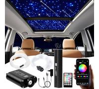 DEWEL Bluetooth 16 W RGBW LED Fibre Optique Lumière Étoile Kit 300pcsx 0,75 mm x 2 m/Meteor 3W Blanc 120pcs x 1,0 mm x 2 m Fibre Optique Télécommande 28 Touches pour Bar/Café/Fête/Maison/Voiture
