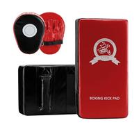 DEWEL Bouclier de Frappe en Cuir PU et 1 Paire de Pattes d'ours Boxe en Cuir pour MMA Entraînement, Arts Martiaux, Taekwondo, Sports de Combat - Rouge