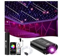DEWEL Ciel de Toit Etoile Voiture, Ciel Etoile Fibre Optique RGBW LED-16W 300pcs 0.75mm x 2m+3W 120pcs 1.0mm x 2m, Bluetooth Télécommande,Lumière Multicolore pour Voiture Maison Théâtre Café Fête