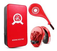 DEWEL Kit 3 Pièces de Paos de Boxe PU pour Boxe, Karaté, MMA et Muay-thaï