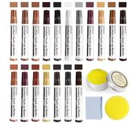 DEWEL Kit de réparation de bois,18 Couleurs - Feutre retouche bois, avec Cire pour Meubles - Stylo Réparation pour rayures/taches/décoloration du bois