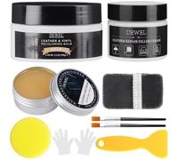 DEWEL Kit Réparation Cuir,100g Blanc Peinture Cuir,50g Pâte Réparation Cuir,50g Entretien du Cuir,pour Fissures Rayures Trous de Canapés,Sièges d'auto, Sacs,Vêtements