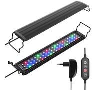 DEWEL Lumière d'aquarium, lumière LED 11 W pour poissons et plantes d'eau douce, 3 modes d'éclairage, 4 couleurs, minuterie réglable, 10 niveaux de luminosité, avec support rétractable, 45-60 cm