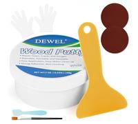DEWEL Mastic à Bois Blanc, Pâte à Bois à Séchage Rapide, 200 g | Pour reboucher trous et fissures; pâte ponçable, teintable et peignable, avec forte adhérence et spatule incluse