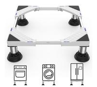 DEWEL Support Machine à Laver 4 Pieds à Ventouse, Socle Lave Linge Charge 250 kg, Socle Machine a Laver Réglable 45-65cm pour Frigo Lave-linge Sèche-linge (Blanc)