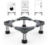 DEWEL Support Machine à Laver Socle Linge Base de Réfrigérateur pour Sèche-linge Frigo Lave-linge Largeur Réglable 45-65cm Charge 200kg avec 4 Pieds(Gris)