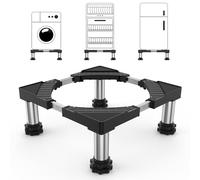 DEWEL Support Machine à Laver Socle Linge Base de Réfrigérateur pour Sèche-linge Frigo Lave-linge Largeur Réglable 45-65cm Charge 200kg avec 4 Pieds (Noir)