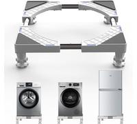 DEWEL Support Réglable pour Lave-linge, Sèche-linge et Frigo | 4 Pieds en PP & Acier Inoxydable | Réduction du Bruit | Hauteur 6,5-9 cm (Adapté aux Appareils de 45-67 cm) | Charge Maximale 300 kg