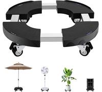 DEWEL Support Roulette Porte Plante a roulettes 38-50cm Réglable pour Pot de Fleur, Plante, Pied de Parasol, Plateau Roulant pour Intérieur à Extérieur(Noir)
