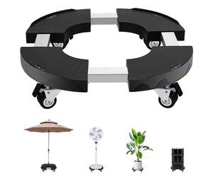 DEWEL Support Roulette Porte Plante a roulettes 38-50cm Réglable pour Pot de Fleur, Plante, Pied de Parasol, Plateau Roulant pour Intérieur à Extérieur(Noir)