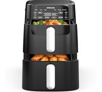 Dewelling Air Fryer 10L Double Stack - 2700W Friteuse Sans Huile XXL, 2 tiroirs, Friteuse à Air Verticale Double Chambre, 6-en-1, Max 230°C, Sans PFAS, Gain de 50% d’Espace, Livre de Recettes