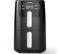 Dewelling Air Fryer XXL 10L Verticale, 2700W, Friteuse à Air avec Double Compartiment, 6 Programmes, Jusqu'à 230°C, Sans PFAS, Résistance Chauffante Supérieure, Cuisson Rapide et Croustillante