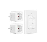 DEWENWILS Kit Prise Télécommandée Sans Fil, Interrupteur Mural + 2 Prises | 16A 3680W, Télécommande Magnétique, Sans Câble Requis, Portée 30 m, Préprogrammé, Extensible, Blanc