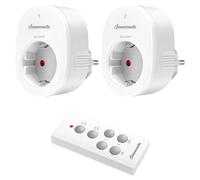 DEWENWILS Lot de 2 prises radio programmables et extensibles sans fil avec télécommande, 2300 W et portée de 30 m - Blanc