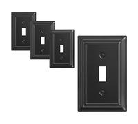DEWENWILS Lot de 4 plaques murales à bascule, couvercle d'interrupteur en métal avec finition noire, plaques frontales robustes pour décoration d'intérieur