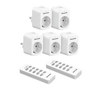 DEWENWILS Lot de 5 prises télécommandées et 2 télécommandes, 10A/2300 W, portée de 30m, Prise EU Type E/F, blanc