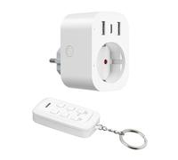 DEWENWILS Multiprise 4 en 1 avec USB, prise télécommandée, prise et USB commutable individuellement, affichage LED, portée de 30 m, 3680 W, pour salon, bureau, blanc
