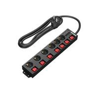 DEWENWILS Multiprise avec 6 Prises & 2 USB & 7 Interrupteurs Individuel, 3680W Max, Montage Mural, Sécurité Enfants, Rallonge Multiprise Parafoudre et Surtension avec Câble 2M,Noir