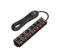 DEWENWILS Multiprise avec Interrupteurs Individuels et USB, 5 m, Noir | Multiprise 6 Prises + 2 USB, Montage Mural, 3680 W/16 A, Surtension, Sécurité Enfant, Disposition À 90°