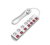 DEWENWILS Multiprise USB avec Interrupteurs Individuels, 2 m, Blanc | Multiprise 6 Prises + 2 USB, Montage Mural, 3680 W/16 A, Surtension, Sécurité Enfant, Disposition À 90°