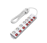 DEWENWILS Multiprise USB avec Interrupteurs Individuels, 3 m, Blanc | Multiprise 6 Prises + 2 USB, Montage Mural, 3680 W/16 A, Surtension, Sécurité Enfant, Disposition À 90°