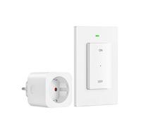 DEWENWILS Prise Commandée avec interrupteur ON/OFF et télécommande, 16A/3680W, Portée de 30 m, Prise EU Type E/F, Blanc