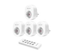 DEWENWILS Prises radiocommandées avec télécommande, 2300 W prise avec 1 télécommande, portée 30 m, lot de 4 prises radiocommandées, programmables et extensibles, blanc