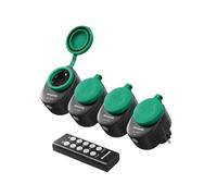 DEWENWILS Prises télécommandées avec télécommande extérieure, prises programmables 3680 W, IP44, 4 prises télécommandées, portée 30 m, noir