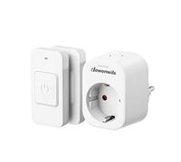 DEWENWILS Prises télécommandées,sans Fil 2 Télécommandes Murales et 1 Prise, 3680 W, Interrupteur magnétique à un bouton, Portée 30 m, Préconfigurées, Blanc
