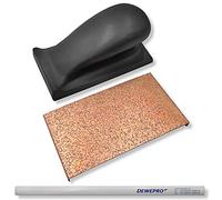 DEWEPRO Bloc de ponçage avec et plaque en carbure de tungstène K60 - Ponceuse manuelle 125 x 70 mm pour poncer et poncer la maçonnerie, le béton, le plâtre - Avec crayon DEWEPRO
