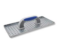 DEWEPRO® Cale à poncer - Planche à poncer en WDVS, béton cellulaire et polystyrène - Planche à râper - Truelle avec plaque en acier galvanisé - Planche à niveler - 360x160mm