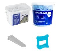 DEWEPRO Kubala Smart Level Clips Lot de 800 clips de 3 mm dans seau de 20 l + 100 cales Kubala Smart Level - Système de nivellement professionnel pour carreaux de 3 à 16 mm - Joints uniformes et