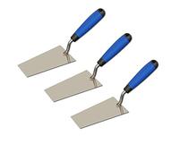 DEWEPRO Lot De 3 Truelles Berner 145x80x55 mm - Lames En Acier Inoxydable 1,2 mm - Poignée Soft Grip Ergonomique - Truelles Antirouille Pour Plâtre, Mortier Et Stuc - Outils De Maçon Professionnels