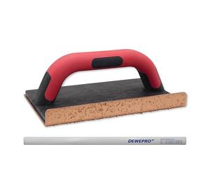 DEWEPRO® Planche à poncer en carbure de tungstène avec côté coudé et poignée à 2 composants - Grain K24 - Convient pour le ponçage des ouvrages de maçonnerie, etc. - Avec 1 crayon DEWEPRO