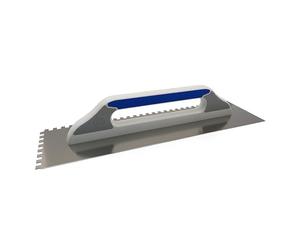DEWEPRO® Platoir Suisse - Truelle Lisseuse Suisse - Platoir à Enduit - Truelle de Lissage - Acier Inoxydable 480x130mm - Denté : 8 x 8 mm - Manche de Haute Qualité à 3 Composants