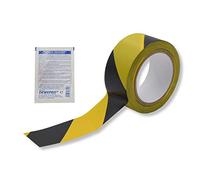 DEWEPRO ROCOL® EasyTape™ Ruban de marquage rayé noir/jaune 50 mm x 33 m - Ruban en PVC Bande Autocollante très résistante - Avec 1 rouleau SingleScrubs