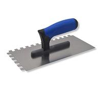 DEWEPRO® Truelle crantée - platoir Dentelle - Truelle lisseuse crantée - Acier Inoxydable 270 x 130 mm - Denture : 10x10 mm - Manche de Haute Qualité à 2 Composants