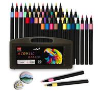 DewGulf 36 Couleurs Marqueurs Acryliques Sèchent Rapidement Sans Transparence Pour Surfaces Multiples Bois Céramique Métal Plastique Textile Art DIY Enfants
