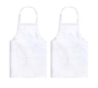 DewGulf Tablier de cuisine blanc 2 pièces - unisexe, taille ajustable - avec deux poches, lavable - convient aux chefs boulangers restaurants barbecues jardiniers et cafés