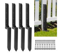 DEWHONETE Kit de réparation de poteaux de clôture robustes inclinés en bois cassé, piquets d'ancrage, 4 pièces, noir