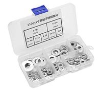 DEWIN Aide à Plats Plats Ronds 110pcs Laveuse Plate Imperial Flat en Acier Inoxydable Kit D'assortiment avec Boîte pour Décoration de Maison Réparation des Usines de Décoration de
