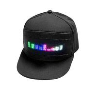 DeWin Casquette de Baseball à LED, Chapeau LED coloré modifiable par contrôle d'application Bluetooth Programmable pour l'extérieur, Concert, Carnaval, Noël, Bars, Clubs (Noir)