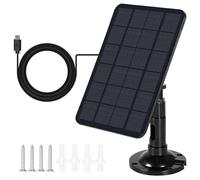 DeWin Chargeur de Panneau Solaire 7W pour Sonnette et Caméra de Sécurité Extérieure - Support Réglable à 360° - Interface Micro USB