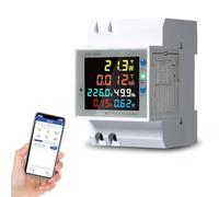 DeWin Compteur d'électricité Intelligent WiFi, Monophasé 6 en 1 Compteur d'énergie sur Rail DIN Wattmètre Voltmètre Ampèremètre AC 40-300V 100A Compteur AC CT intégré
