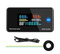 DEWIN Compteur d'énergie, Compteur Electrique 0-100A Voltmètre Ampèremètre Wattmètre Compteur d'électricité numérique AC 50-300V avec Transformateur de Type Fermé et Capteur de Température